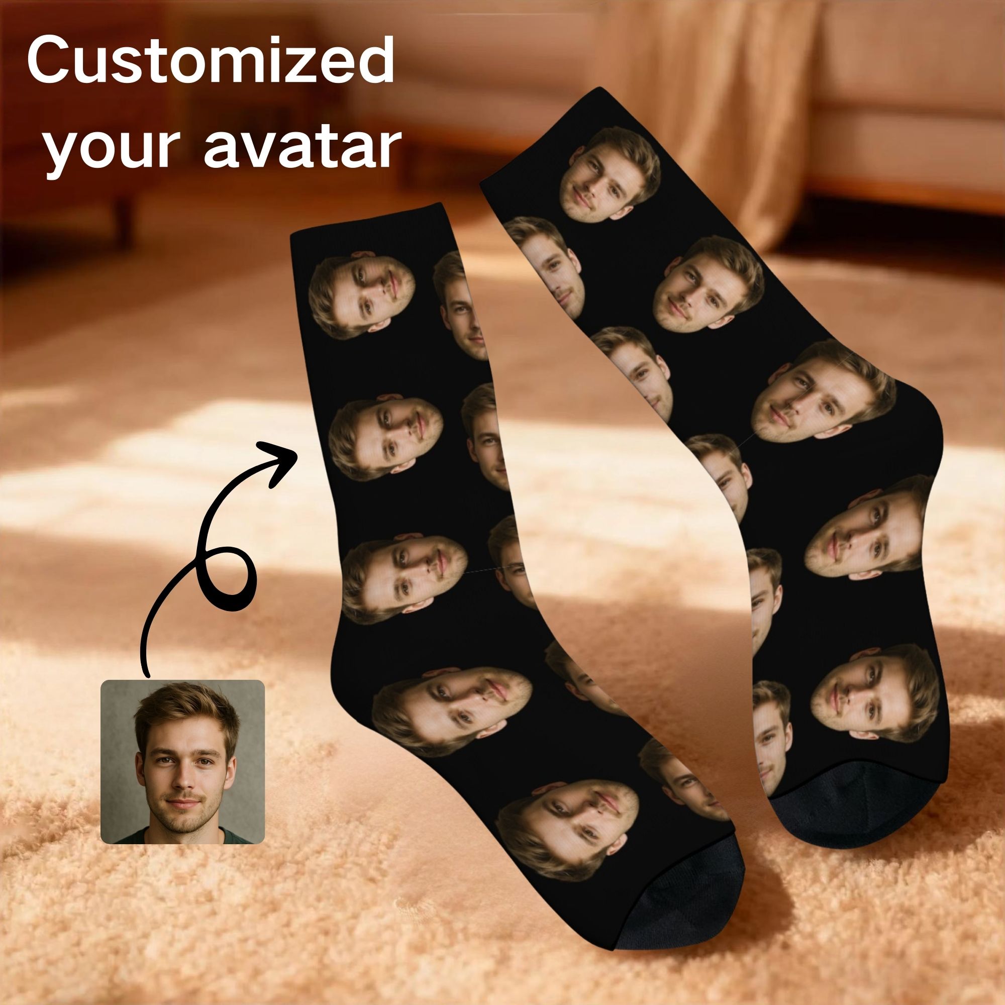 3D Printing Design Free - Chaussettes personnalisées avec Photo de visage