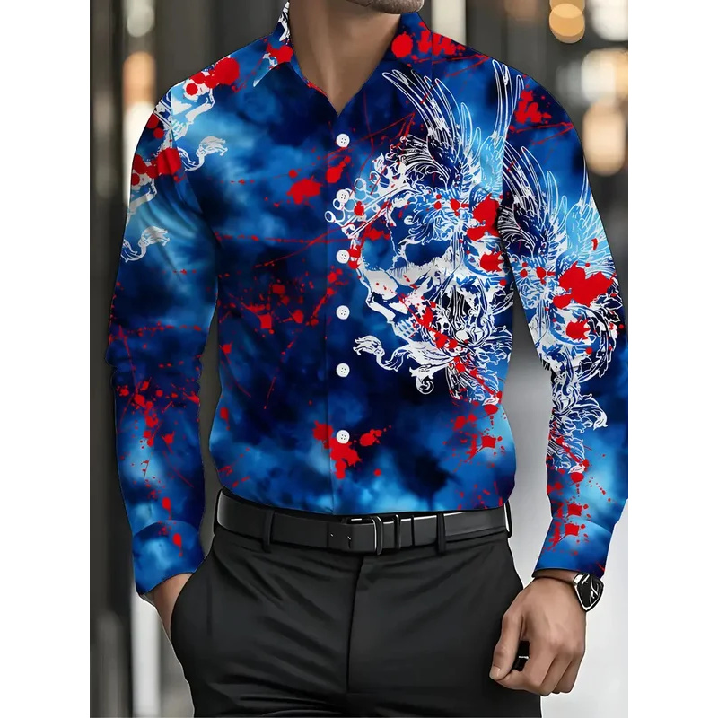 3D Printing Design Free - Chemise à manches longues pour hommes,