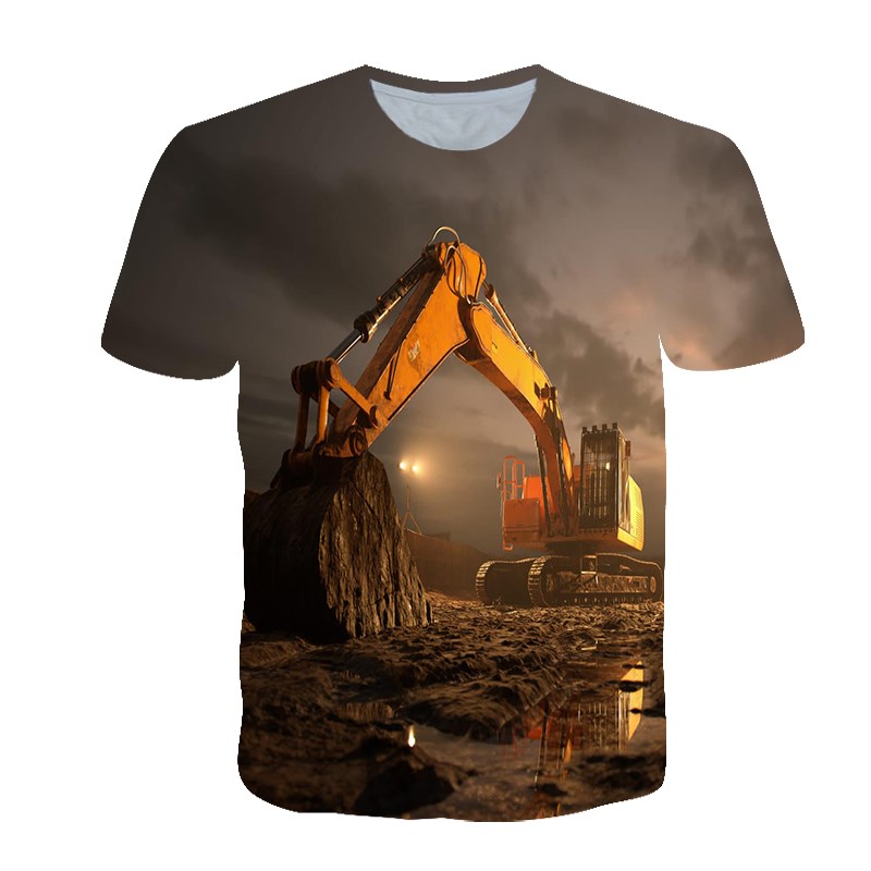 3D Printing Excavator - T-shirt d'été personnalisé pour hommes, pelle,
